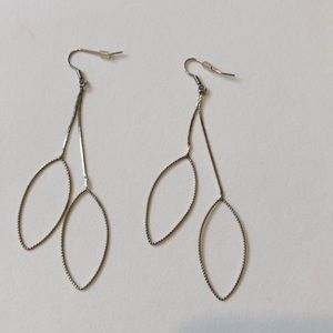 Silver Oval drop earrings